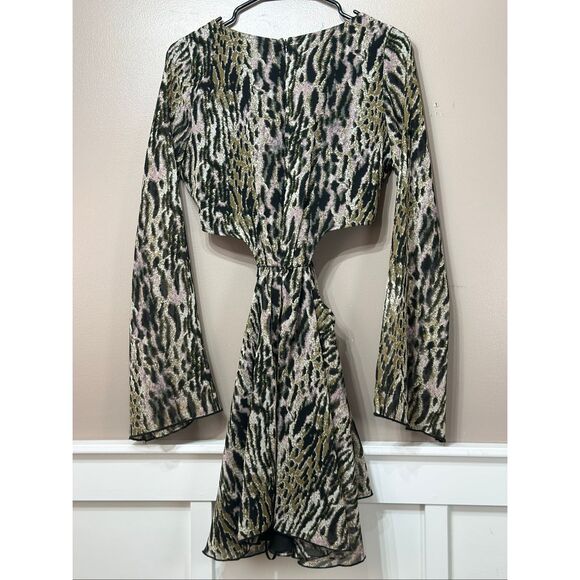 NWOT For Love & Lemons Animal Print Cut Out Sides Mini Cocktail Dress Women's S - Picture 12 of 13